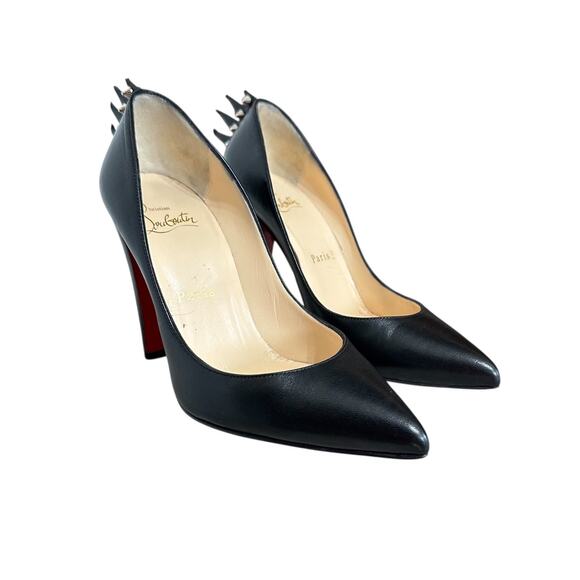 Christian Louboutin Electropump Black Nappa Leather Size 35 Pumps Red Bottoms - Picture 2 of 16